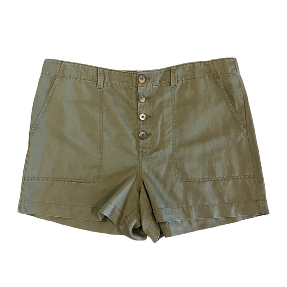 LOFT Women's Casual Button Front Utility Linen Blend Shorts Fresh Ivy Green - 16 - Picture 4 of 16
